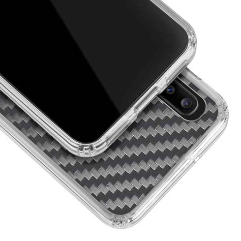 Black Carbon Fiber Specialty Texture Material Galaxy A20 Clear Case